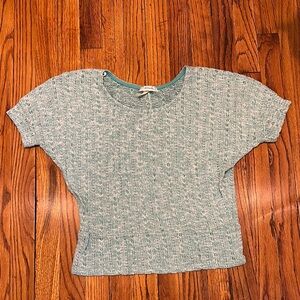 Stylish Teal Knit Short Sleeve Top